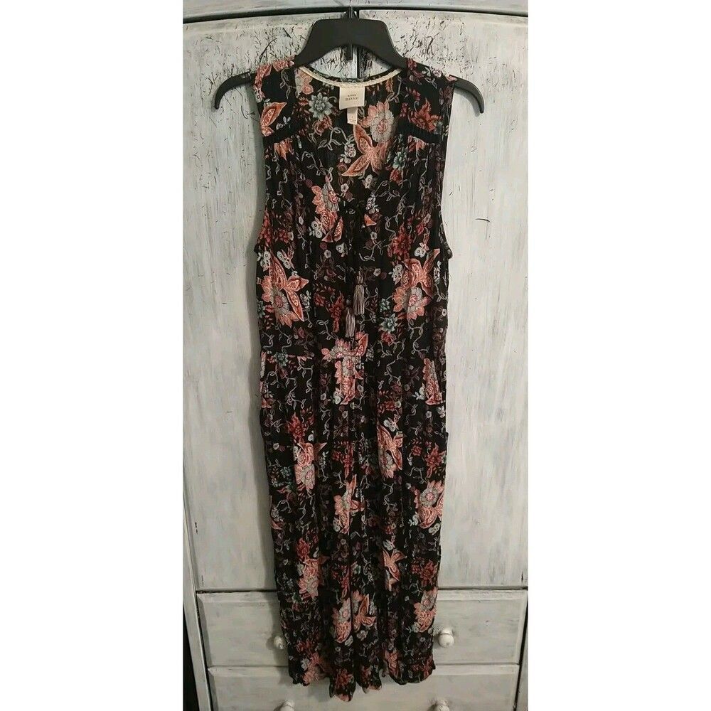 Knox Rose Sleeveless Floral Print Romper Boho Capri Large Feminine Cottage Core